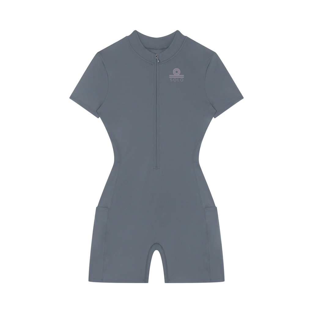 Women's Quarter-Zip Short Sleeve Romper