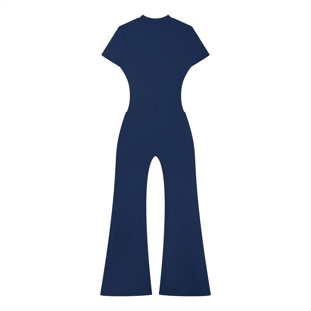 Women’s Tight Flared Leg Quarter-Zip Jumpsuit