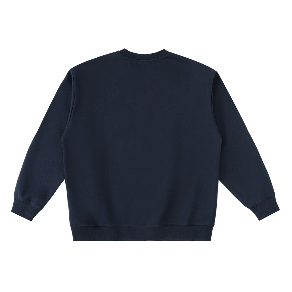 Oversized Crewneck Sweatshirt - Navy Blue/White