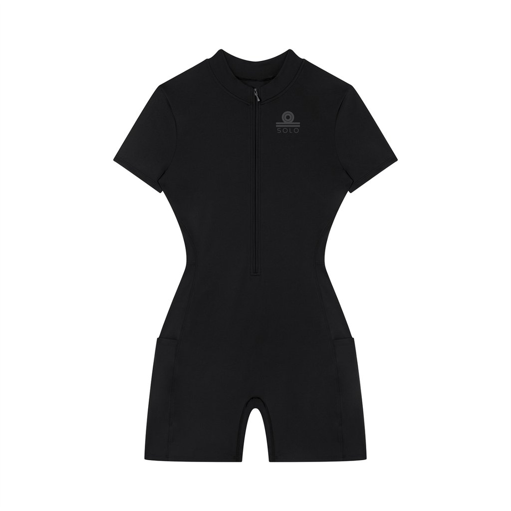 Women's Quarter-Zip Short Sleeve Romper