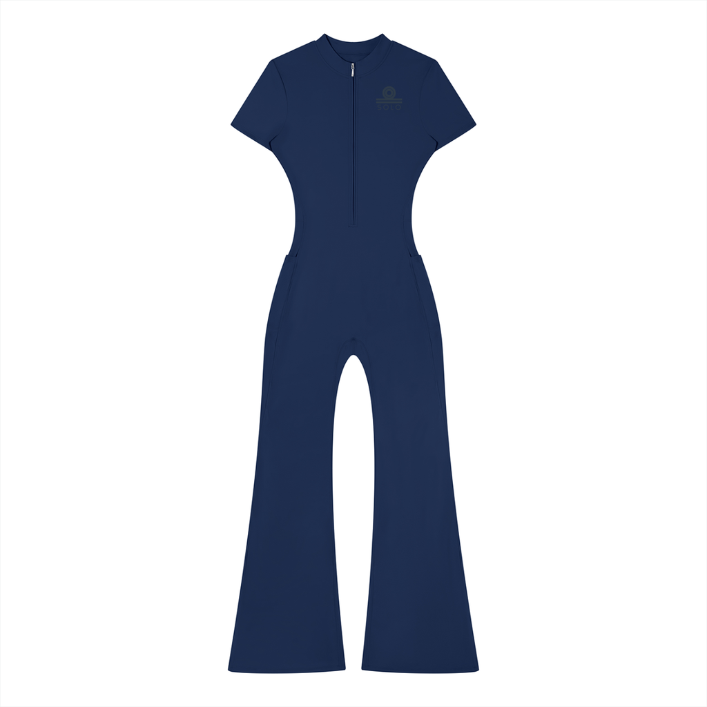 Women’s Tight Flared Leg Quarter-Zip Jumpsuit